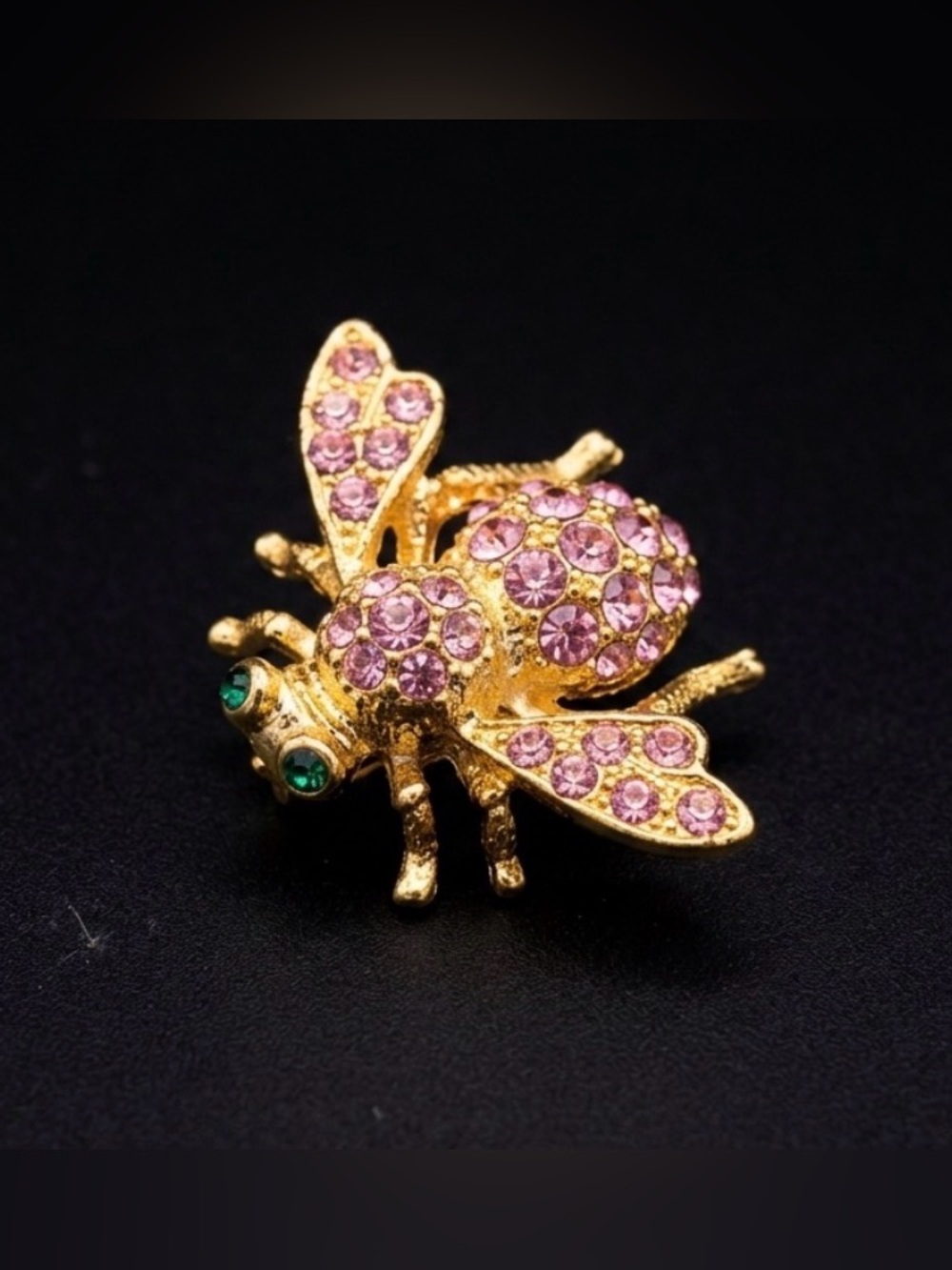 #271 Joan Rivers Classics Collection Bumble Bee Pink Rhinestone Brooch Pin